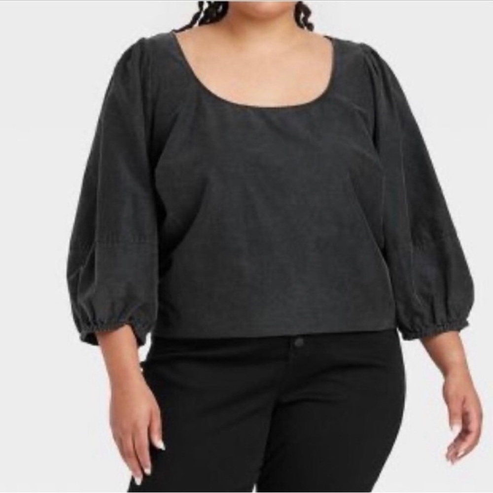 Ava & Viv 3/4 Balloon Sleeve Blouse Size: X